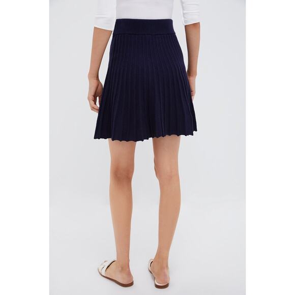 POMANDER PLACE Navy Knit Pleated Saylor Skirt Size L NWT Retail $98 Tuckernuck - Picture 2 of 8